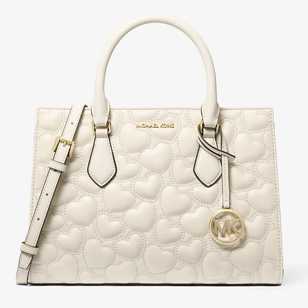 MICHAEL KORS Cream Quilted Heart Satchel with Matching Wallet - Picture 3 of 8